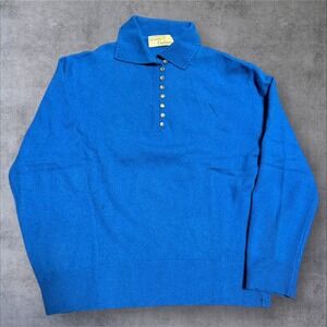 Vintage 1950/60s Blue Cashmere Collared Neck Sweater Woman's Small